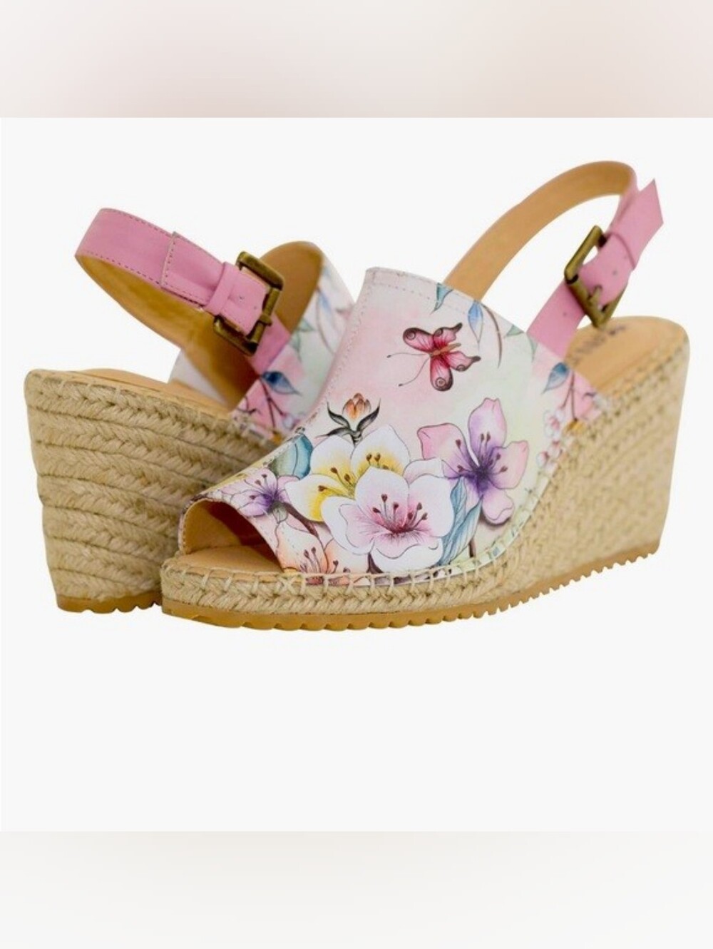 Anuschka Women’s Leather Espadrille Wedge Maya in Japanese Garden